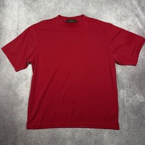 Bugatchi Uomo Mens XL Red Ribbed Short Sleeve Crewneck T-Shirt Luxury Designer